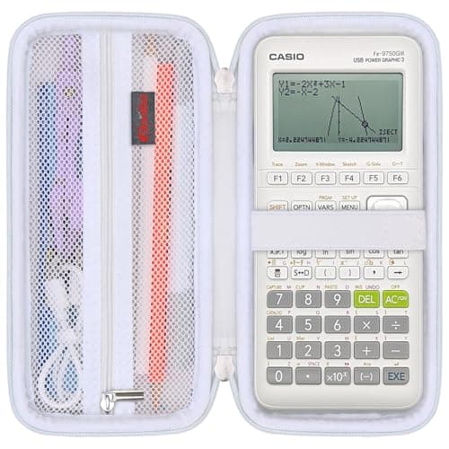 Elonbo Carrying Case for Casio fx-9750GIII/ CASIO PRIZM FX-CG50/ fx-CG100/ 300ES Plus/ 991CW/ 991ES Plus 2 Graphing Calculator/ 115ES Plus/ 300ES/ 300MS Standard Scientific Calculator, White+White