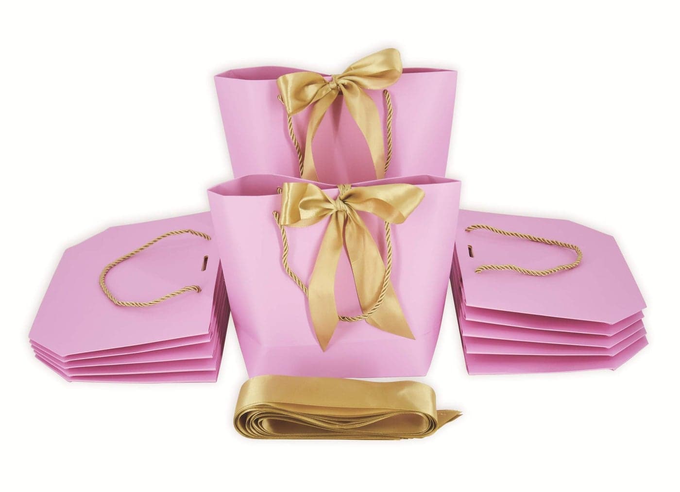 HUAPRINT Gift Bags with Handles74835479 inchesParty Favor Bags with Bow Ribbon12Pcs Pink Paper Bags for Birthday Wedding Bridesmaid Holiday Valentines Day