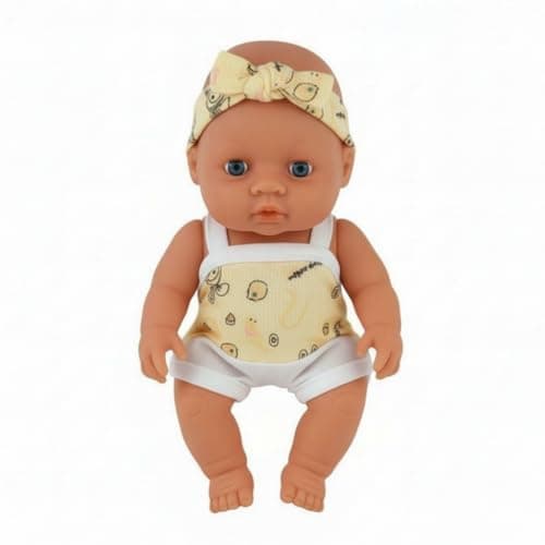 FunBlast Realistic Baby Doll Toy – 19 CM Dolls with Rotatable Legs & Arms, Cute Baby Doll Toys, Educational Pretend Play Doll for Kids, Girls & Boys (Yellow-)