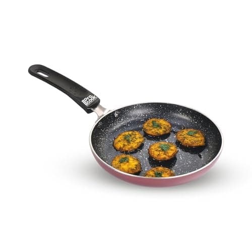 MILTON Pro cook Granito Non Induction Fry Pan, 14 cm, Burgundy, Flame Safe, Dishwasher Safe, Food Grade, Metal Spoon Friendly, Non - Stick, Bakelite Handle, 2 Years Warranty