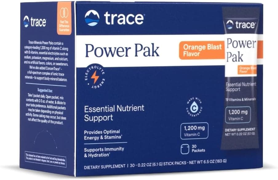 Electrolyte Stamina Power Pak Orange Blast Trace Minerals 017oz48g each 30 Packet