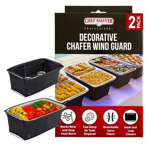 2-Pack Chafer Wind Guard Cover for Chafing Dish - Flame Retardant Fabric Screen for Food Warmers - Chafing Dish Wind Guard - Breeze Protection & Heat Retention for Catering, Parties, Buffets - 90081