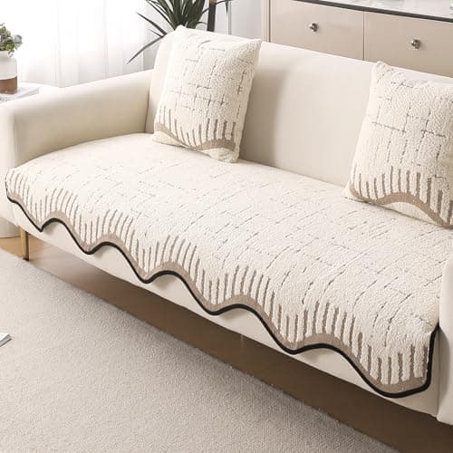 HOKIPO Premium Supple Soft Wavy Sofa Cover Mat with Curve for 1/2/3 Seater and L Shape Sofa. Make Your Own Sofa Cover Set, Mat Length 90(D) x 60(L) cm, Cream Brown (AR-5972-CRBR)