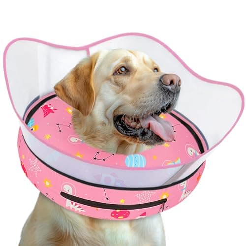 Toptakeit Elevated Inflatable Dog Cone Collar to Stop Licking Dog Donut Collar After Surgery Soft Dog Cone Alternative for Small Medium Large Dogs