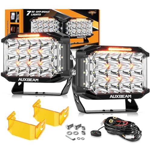 Auxbeam V-MAX Series LED Light Pod 7 Inch, 270° Side Shooter LED Offroad Lights with Amber DRL, Auxbeam 7 Inch Pods Auxiliary Ditch Light for Truck ATV Jeep Ford