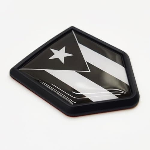 Overdecor Black Puerto Rico Flag Decal Stickers Car Emblem Puerto Rican Car Accessories Decorations Shield Flag Sticker Decals for Cars Truck Vehicles 2 Pack