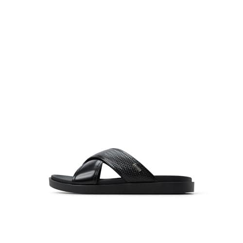 ALDO Men's Mario Flat Sandal, Black, 7