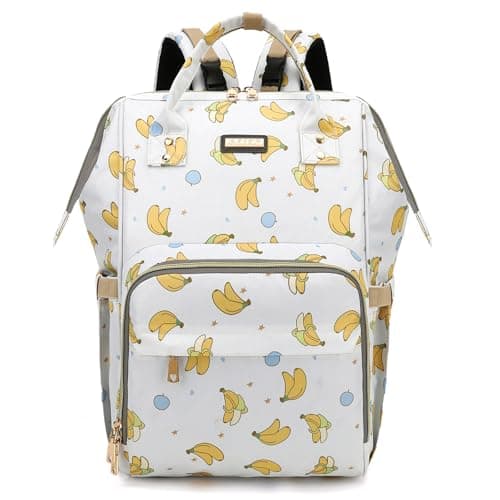 GAIVP Diaper Bag Backpack Diaper Bags for Baby Girls Boys Baby Bags for Moms Dads Nappy Changing Bag with Insulated PocketsMultifunctional Waterproof Backpack with Stroller straps Beige Banana