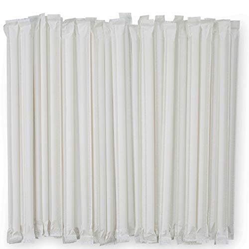 DuraHome Plastic Straws Individually Wrapped BPA Free Restaurant Style Disposable Straw (10.25" Long Straws, White)