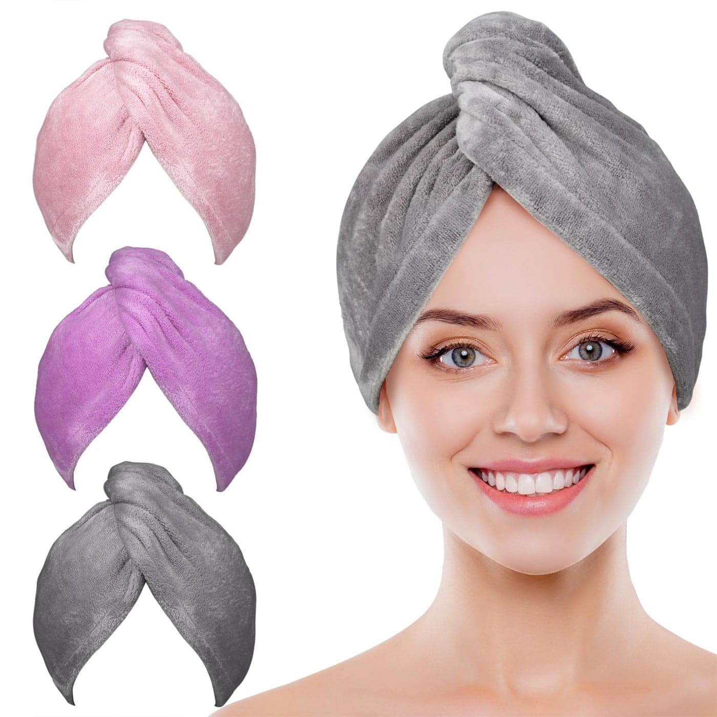 POPCHOSE Microfiber Hair Towel Wrap Fast Drying Hair Turban Soft Ultra Absorbent No Frizz Hair Wrap Towels for Women Wet Hair Curly Longer Thicker Hair Gifts Stocking Stuffers for Women