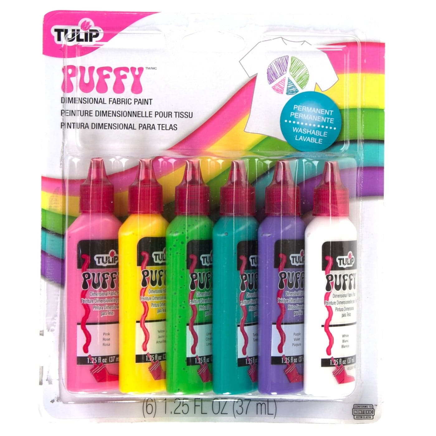 Tulip Puffy Paint 3D Fashion Paint Assorted Colors 6 Pack