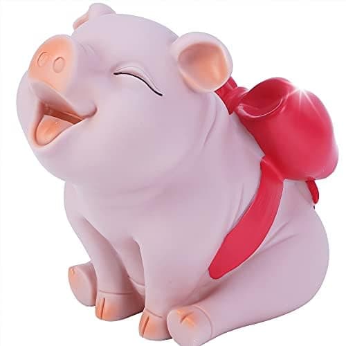 Piggy Bank with Red BowKnot HW Lovely Pig Coin Bank Creative Shatterproof Gift Money Bank Can Store 1000 Coins