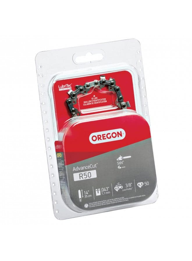 Oregon R50 AdvanceCut Replacement Chainsaw Chain for 14-Inch Guide Bars, 50 Drive Links, Pitch: 3/8", .043" Gauge, Fits Various Stihl Models