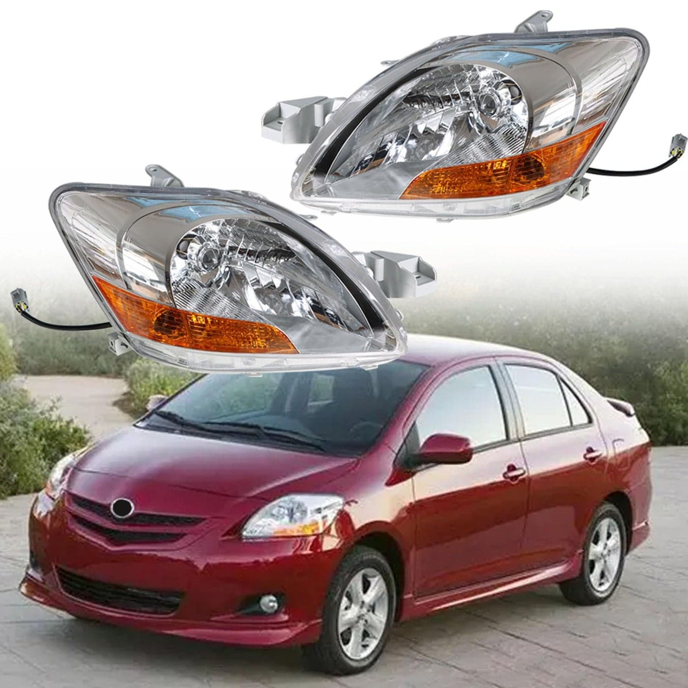 GENRICS Headlamp Headlights Replacement for 20072011 Yaris Sedan 4Door Headlight Assembly Pair Left and Right Side