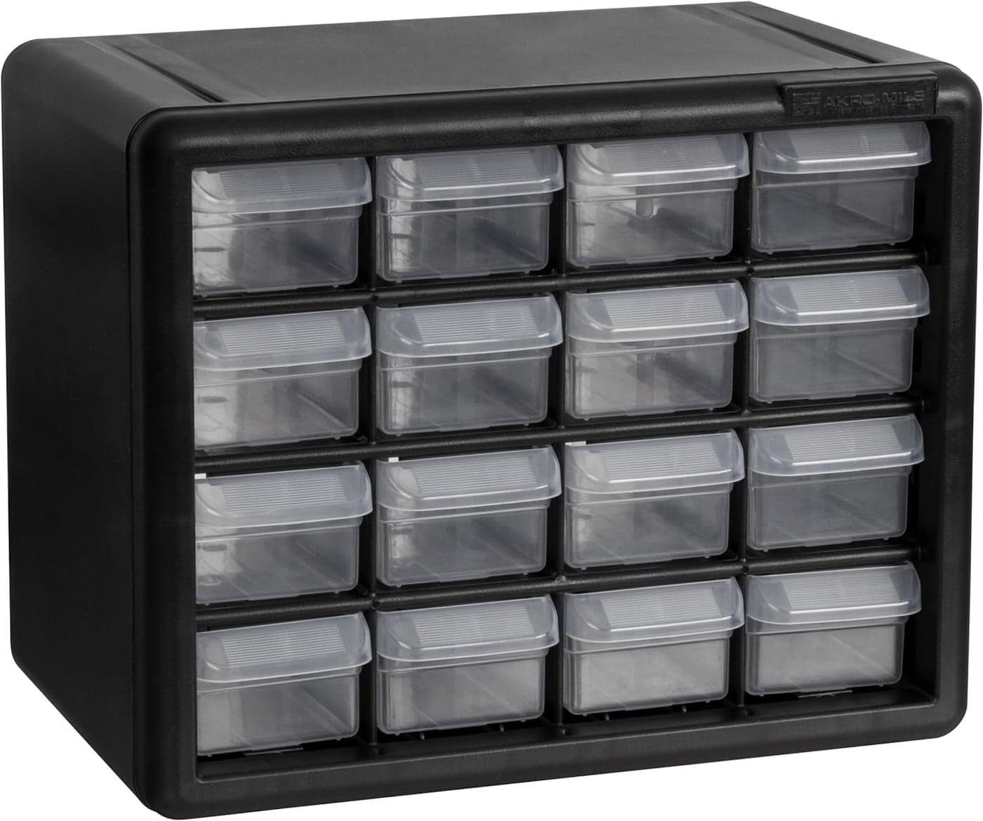 AkroMils 16Drawer Plastic Drawer Storage Cabinet for Garage Organization Beads Makeup Organizer Building Bricks Storage Teacher Toolbox 1012Inch W x 612Inch D x 812Inch H 10116 Black