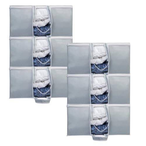 HomeStrap Fabric Underbed Blanket Rectangular Storage Bag Organizer with Front Handle (Pack of 6, Grey), 64 x 43 x 32 cm