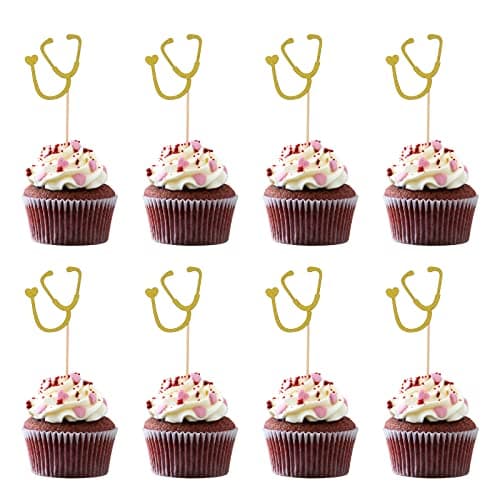 Amosfun 24 Pcs CupCake Toppers Nurse Cupcake Picks for School Graduation Medical Nurse Themed Birthday Party Cake Decorations Supplies