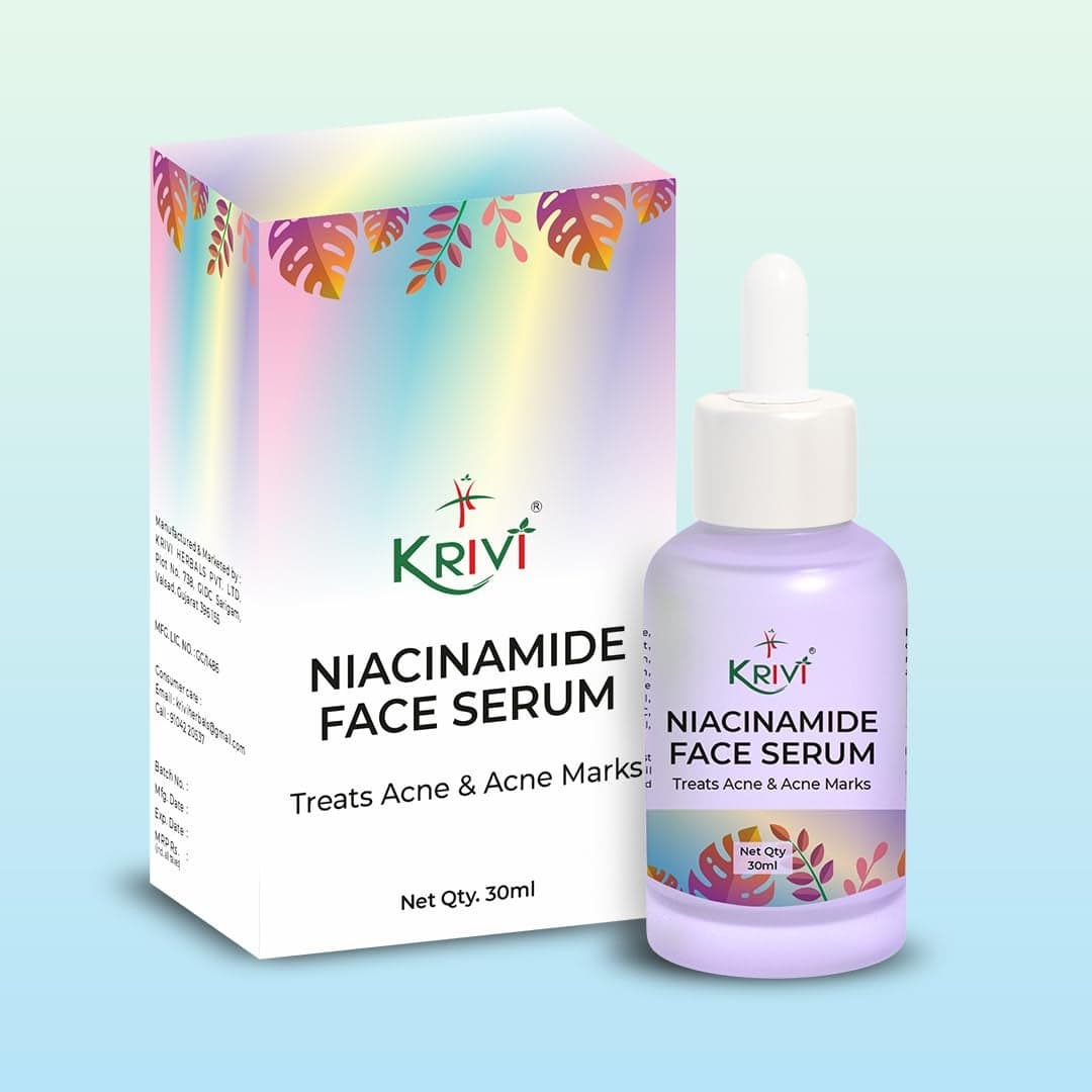 Krivi Niacinamide Face Serum for Acne Marks Blemishes Oil Balancing with Zinc Skin Clarifying Anti Acne Serum for Oily Acne Prone Skin 30ml