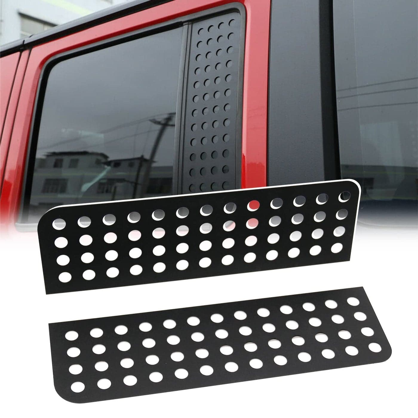 RYANSTAR RACING Car Rear Door Window Glass Panel Strip Decals Cover Trim Aluminum Alloy Compatible with 20072018 Jeep Wrangler JK JKU Unlimited Sahara Rubicon Sports 4Door Black