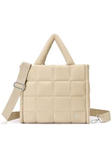 WESTBRONCO Puffer Crossbody Bags for Women Quilted Tote Bag Puffy Weekender Overnight Bag Nylon Shoulder Handbag, Medium Bag for Work, Daily, Travel