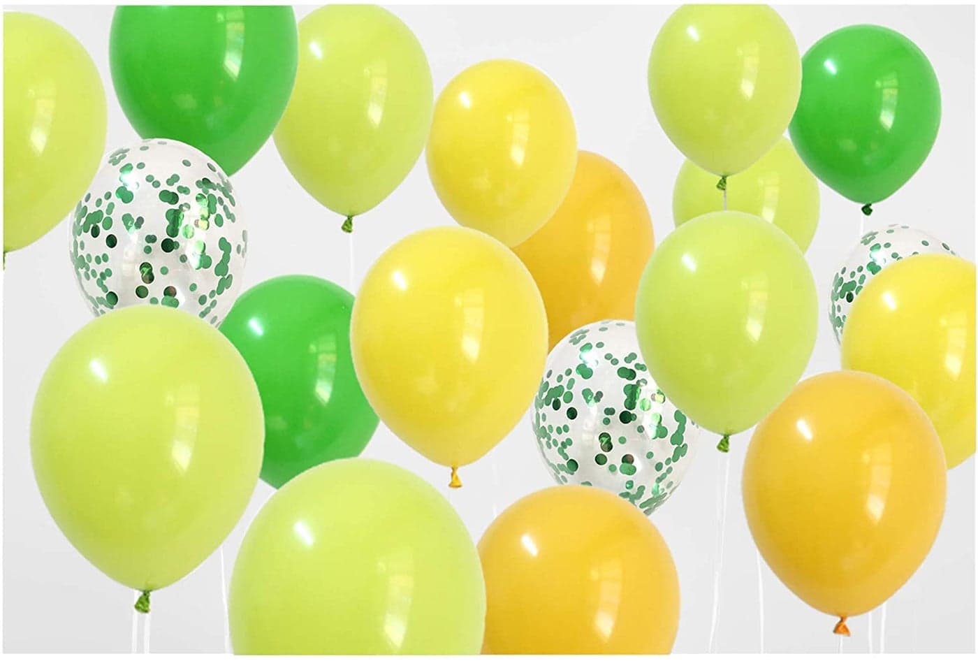 LAZYBEEE 50pcs Assorted Balloons Yellow Green Lime Green for Birthday Jungle Theme Party Supplies and Green Party Decorations (Green + Confetti Green)