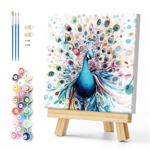 Natuyalo Paint by Numbers Kit for Adults Beginners 12 Wx12 L Animal Painting by Numbers Kit on Canvas Acrylic Drawing Kits Ready to Stretch and Framed Colourful Peacock