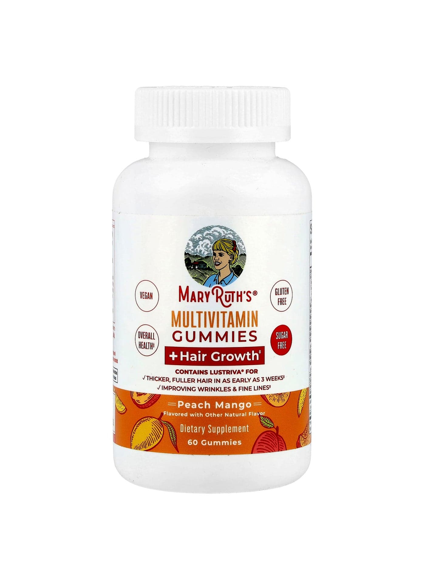 Multivitamin Gummies + Hair Growth, Peach Mango, 60 Gummies