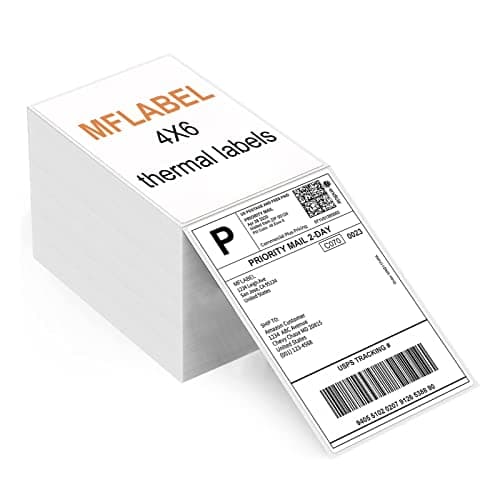 MFLABEL Fanfold 4" x 6" Direct Thermal Shipping Labels (1 Stack, 1000 Labels) – White Perforated Labels for Thermal Printers – Compatible with Zebra, Rollo & More – No Ink Needed, Smudge-Proof