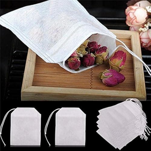 HASTHIP® 100 Pcs Disposable Tea Filter Bags, New Non-Woven Fabrics Empty Tea Bag with String Heal Filter Paper for Tea Leaf
