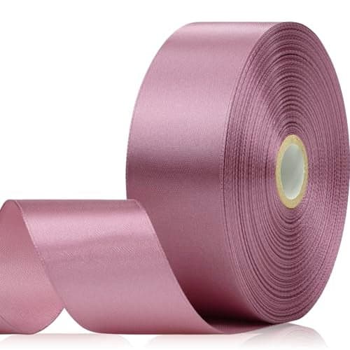 Apeseek 60 Yards Rosy Mauve Satin Ribbon 112 Inch Solid Mauve Pink Ribbon for Gift Wrapping Crafts Flower Bouquet Wedding Festival Christmas Halloween
