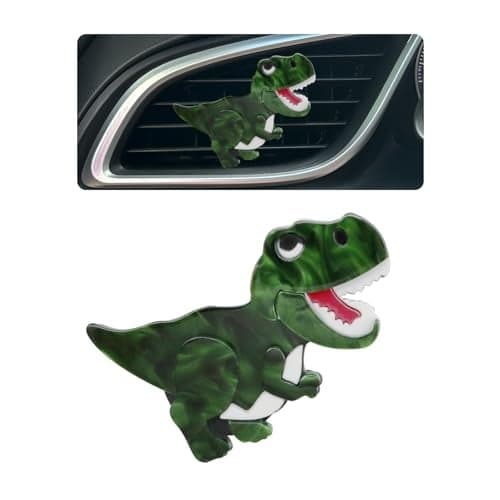 ORIESSE Dinosaur Car Air Freshener Vent ClipRefillable Aroma Diffuser with TRex DesignCustomizable Scents and Interchangeable Decor for WomenTeensNew Drivers Green