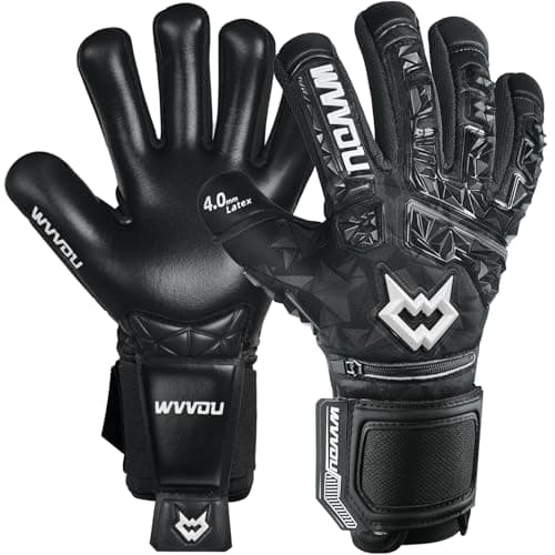 WVVOU Soccer Goalie Gloves for Adults and Youth High Performance Goalkeeper Gloves with 5 Detachable Finger Saves Soccer Gloves with 4mm Sticky Latex Palm