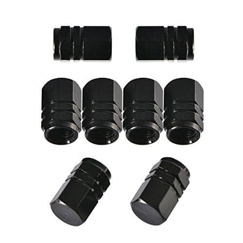 8 x Hexagonal Shape Valve Caps (Black)
