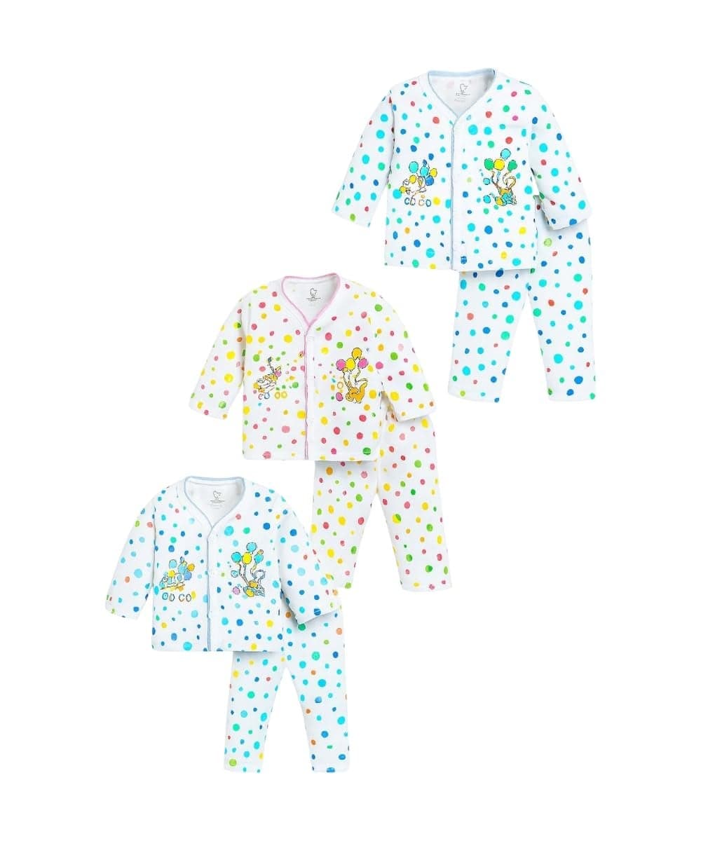 BONUM Cotton Blend Smart and Snazzy Kids Clothing Set, Trendy Kids Outfit Set for Fashionable Fun Pack of 3Pcs (9-12M), Printed,Multicolor