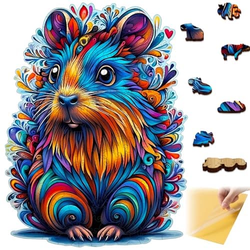Delobil Wooden Puzzles for Adults 500 Pieces Capybara Jigsaw Puzzles Unique Shaped 5MM Thick Animal Puzzle for Adults and Kids Family Game for Birthday Capybara Gifts 125 x 168 Inches