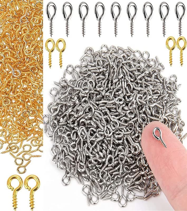 DIY Crafts 70x Silver Small Screw Eye Pins 4 x 8mm Eye Pin Hooks Eyelets Screw Threaded Clasps Hooks for Doing Art DIY Mini Metal Hoop Peg for J 70x Silver
