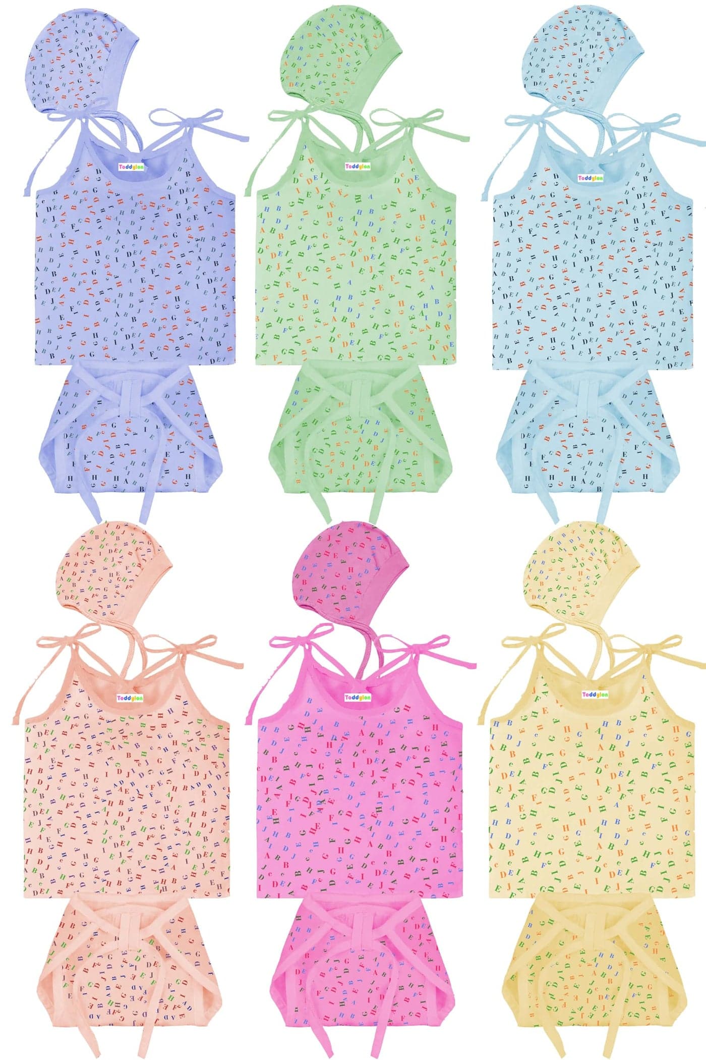 Toddylon New Born Baby Clothes Jhabla Set | Baby Dress | Infants Clothing | Shirt | Nappy | Caps | Cotton | wear | Casual | Gift Combo (0-6 Months) - Multicolor