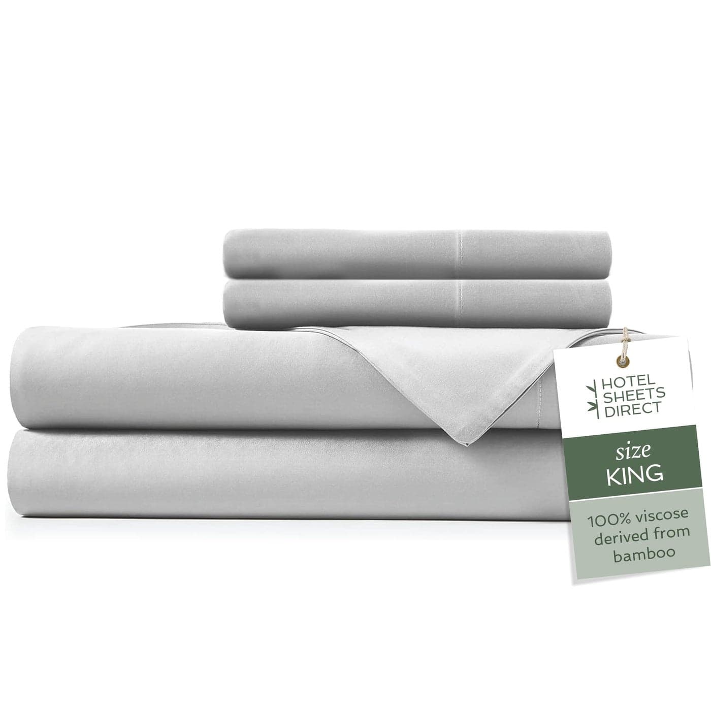 Hotel Sheets Direct 4 Piece Bed Sheet Set King Size 100 Viscose Derived from Bamboo Sheets Set with 2 Pillowcases Cooling Breathable Luxury Bedding MoistureWicking Silky Soft Texture Gray