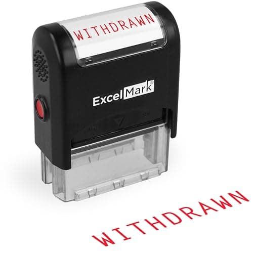 ExcelMark WITHDRAWN Self Inking Rubber Stamp - Red Ink (A1539)