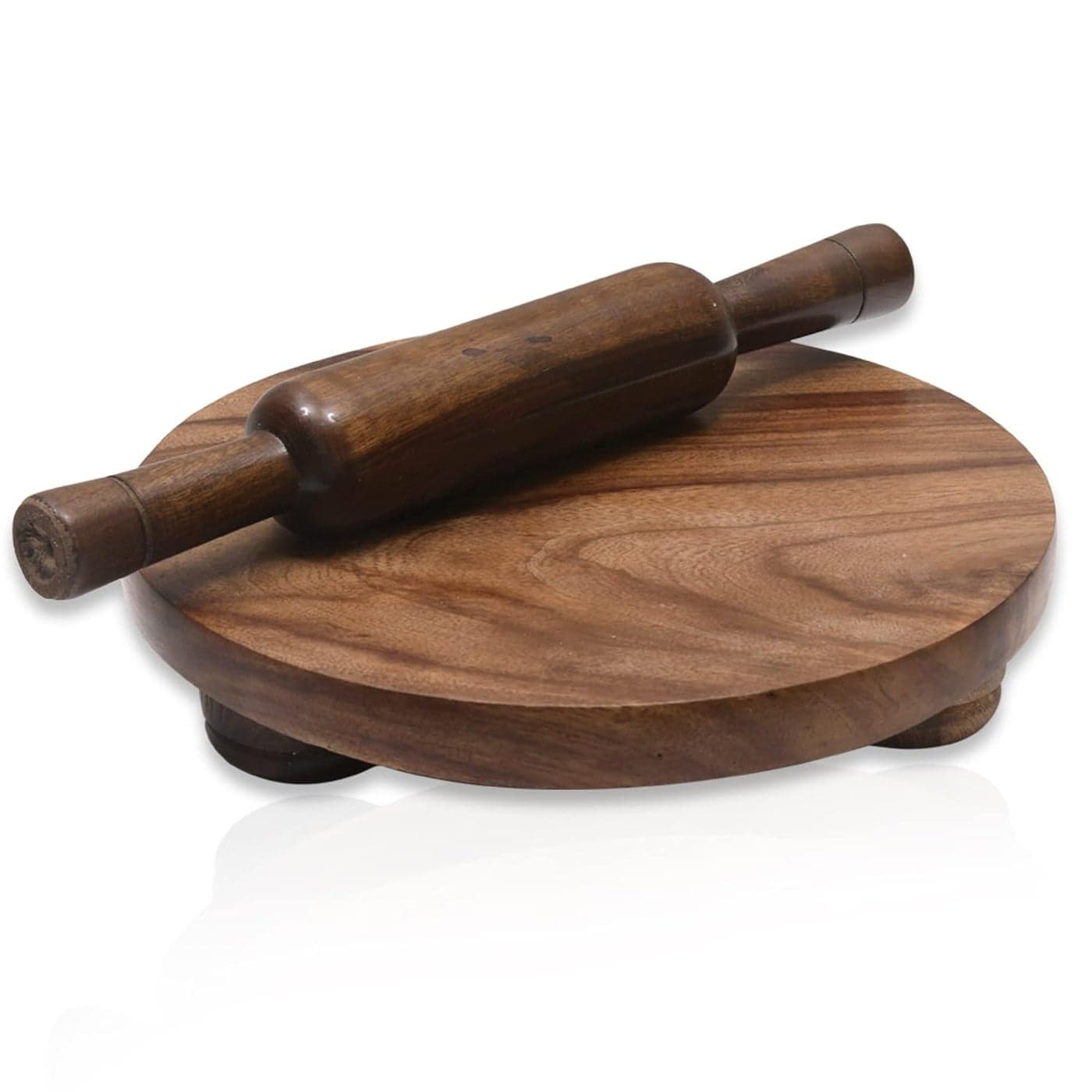 Karigar Creations Sheesham Chakla Belan 10inch Diameter Belan 12 inch Set Roti Maker for Home Kitchen Brown
