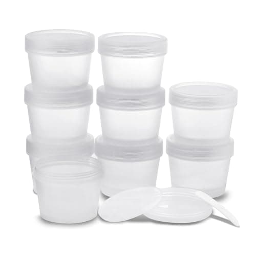 LONGWAY 34oz100ml Empty Leakproof Cosmetic Pot JarsWideMouth Plastic Mask Container with Dome Lids for Beauty Products DIY Slime Making or Travel Storage MakeUpClear