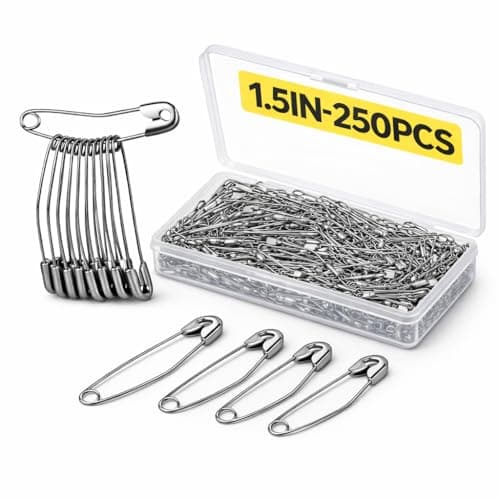 250 Pack Curved Safety Pins15 Inch Quilting Basting Pins Stainless Steel Curved Quilting Pins Bent Sewing Safety Pins for Sewing Knitting Fabric Holding Craft Projects