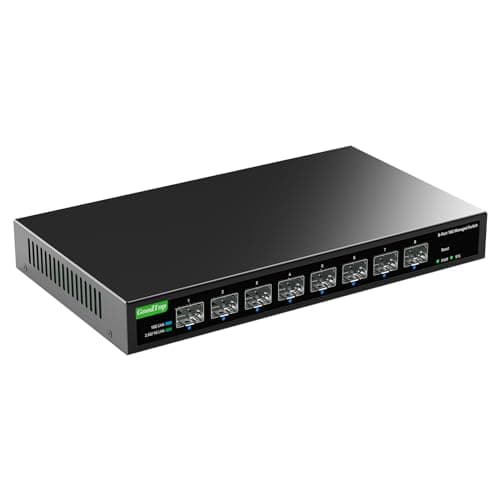 GoodTop 8 Port 10Gb Smart Web Managed SFP+ Switch,10G Optical Easy Managed SFP+ Ethernet Switch,Metal Fanless Home Lab Network Switch with Link Aggregation/QoS/VLAN/DHCP Client, Black, GT-SWTXG8FM
