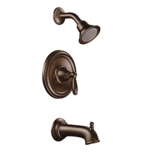 Moen Brantford Oil-Rubbed Bronze Posi-Temp Pressure Balancing Eco-Performance Bathtub Shower Trim Kit with Traditional Showerhead, Shower Handle, Arm, Tub Spout (Valve Required), T2153EPORB