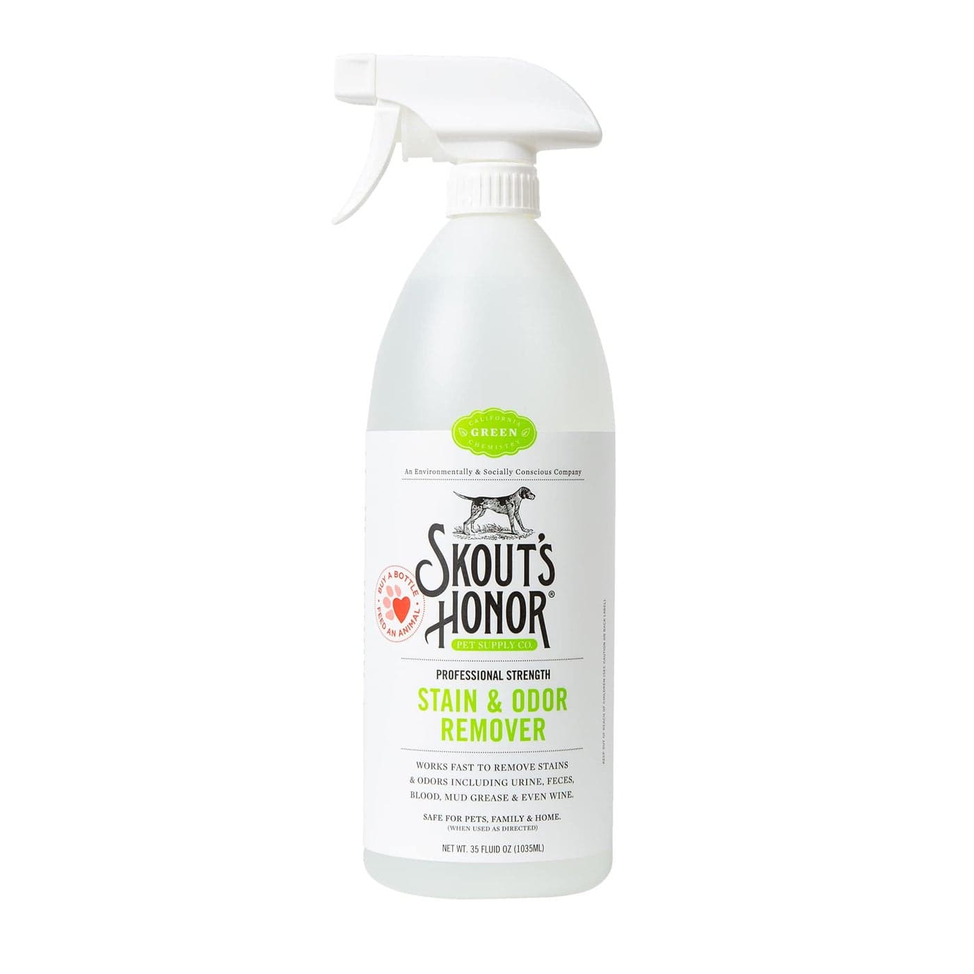 SKOUTS HONOR Pet Stain and Odor Remover Powerful Cleaner for Dog Urine sweat and other messes Destroys and Removes Odor and Stain Molecules EcoFriendly Formula for Carpets and Home 35oz