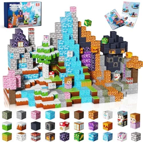 Magnetic Blocks 150PCS Magnetic Building Block Cubes Dark Forest Glacier Castle Magnet Toy Building Sets for Kids Age 3 STEM Stacking Construction Toys Easter Gift for Boys Girls Age 48 812