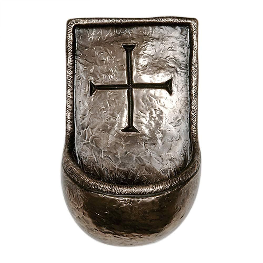 Wild Goose Holy Water Font St Brigids Cross Resin Cast Coated In Bronze 5 12 Inches Tall by 3 12 Inches Wide Ready To Hang Made in Ireland