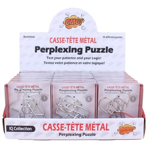 24 Pack Metal Wire Puzzles for Adults Kids IQ Brain Teaser Stress Relief Toys Classic Interlocking Logic Games with Gift Box Gift for Puzzle Lovers