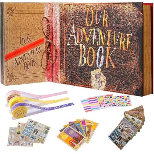 Our Adventure Book Handcrafted 11.92 x 7.62" Scrapbook, Color cover,Embossed Lettering, Inspired by 'Up', Ideal for Photos, Gift for Couples Anniversary, Weddings, Travelling, Birthday, Christmas