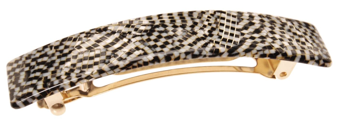 Silver Hair Barrette for Thin Hair Classic Rectangle French Barrette for Women Lightweight and Comfortable Strong Hold Opera Silver France Luxe